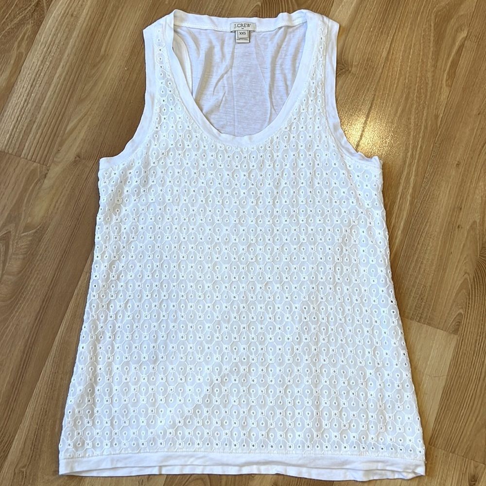 White Crocheted Front Tank Top XXS